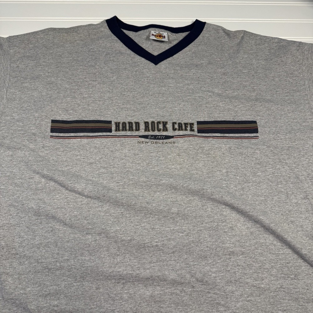 Hard Rock Cafe New Orleans V-Neck T-Shirt Men's 2XL XXL‎ Gray GUC